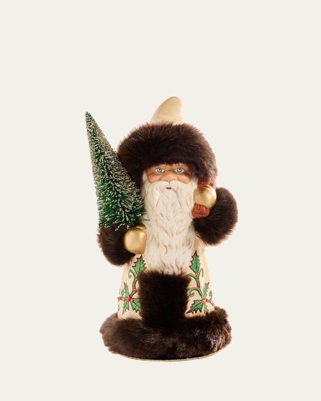 Champagne Santa with Holly Figurine